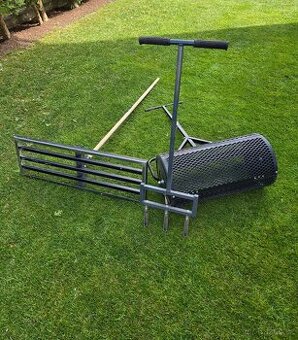 Trávník, válec, nivelační brány, vidle.