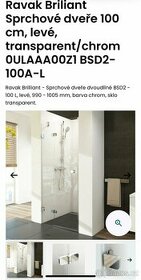 Sprchove dvere, vc. kovani, nove. 100 cm, leve - 1