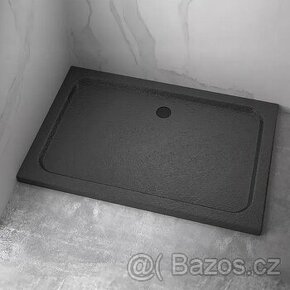 Koupelnová vanička litý mramor 155x78cm - černá - 1