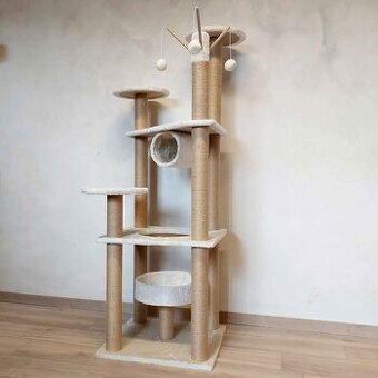 Béžové 146cm vysoký kočičí strom - škrabadlo - nové