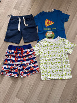 2x trička H&M + kraťasy a plavky Lindex, v. 98/104