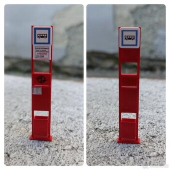 Označník autobusové zastávky s košem 1:43