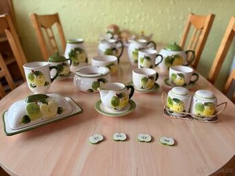 Retro porcelánový servis Zelené jablko