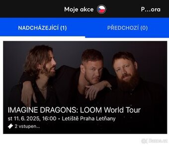 Prodám vstupenky na Imagine dragons 11.6.