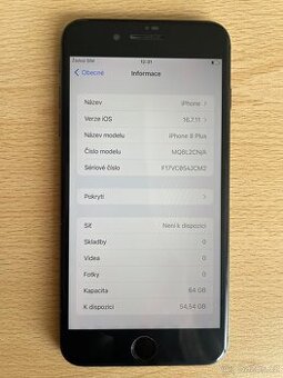 Iphone 8 plus, 64Gb, baterie 100%