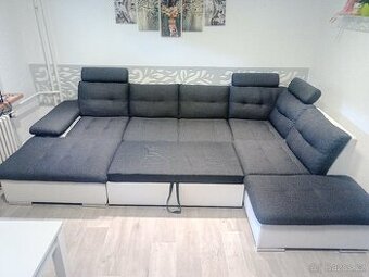 Sedací souprava tvaru U rozkládací s úložným prostorem