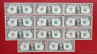 Kompletní sada 11x 1 USD bankovka – série A až L, rok 2013