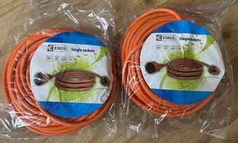 Prodlužovací kabel 20 m / 1 zásuvka / oranžový / PVC / 230 V