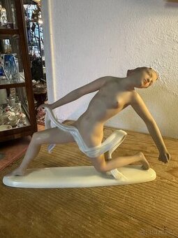 Art deco starožitná socha tančící akt