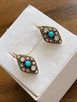 Zlaté náušnice s tyrkysem