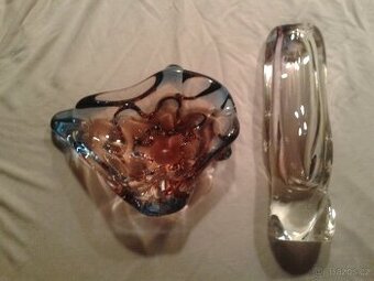 Skleněný popelník a váza