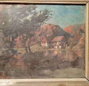 Obraz mlýna u řeky, Šumava 35x50cm