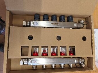 Rozdělovač nerezový Uponor Vario s průtokoměry 5 okruhy