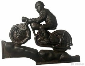 Litinová plaketa - jezdec na motorce - Jawa
