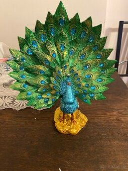 Dekor Ornament Figurky Pryskyřice Retro Green Peacock