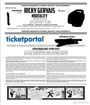 SLEVA Ricky Gervais - Mortality (O2 Arena) 4.10.2025