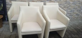 Jídelní kožená křesla bílá 5ks