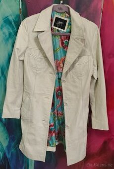 Kožený dámský kabát