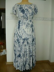 Nové dlouhé letní šaty, modro- bílé, vel. M