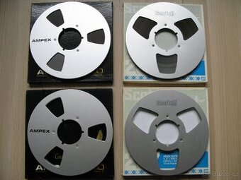 Magnetofonové alu cívky Ampex a Scotch 26,5 cm