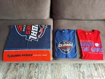 Nová 2 trička a ručník NHL Global Series, World Champ., 2024