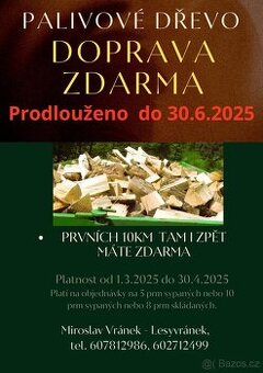 Palivové dřevo Brno, Bílovice nad Svitavou - doprava ZDARMA