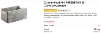 Ztracené bednění PRESBETON 30 300×500×250 mm