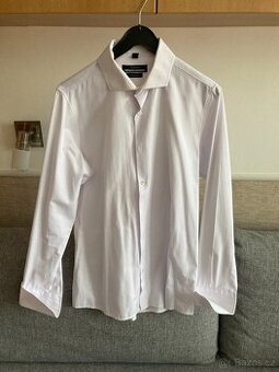 pánská bílá společenská košile na manžetové knoflíčky