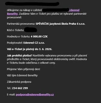 Poukaz na jazykovou výuku u Spěváčka