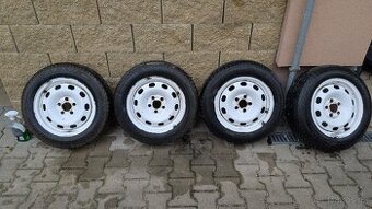 Opískovaná bílá kola R14 + gumy 165/70R14 zimní (5x100)