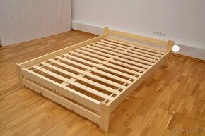 Nová postel 160x200 cm masiv borovice + rošt - Doprava celá