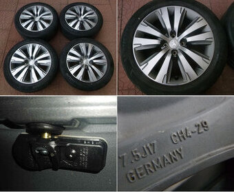 Letní alu sada originál Peugeot 3008 4x108 7,5Jx17 ET29 TPMS
