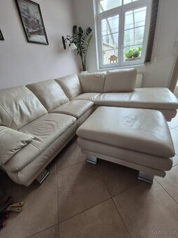 Kožená krémová sedačka