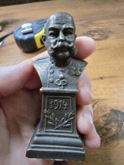 KRÁSNÁ STARÁ KOVOVÁ BUSTA FRANC JOSEF- RAKOUSKO UHERSKO