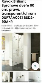 Sprchove dvere, vc. kovani, 90 cm prave, nove