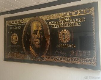 Dekorativní obraz – 100 dolarů Benjamin Franklin – 70×140cm