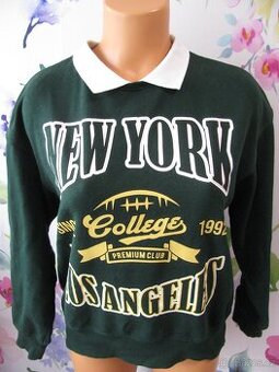 Dívčí tmavě zelená bavlněná mikina s nápisem H&M