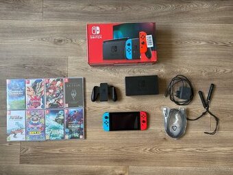 Nintendo Switch + 8 her – TOP stav, komplet balení