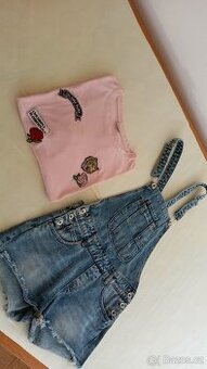 Dívčí džínové kraťasy + tričko vel. S