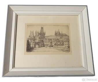Autorská grafika lept Karlův most - Praha