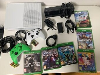 Xbox one s, 1 TR s mechanikou + 2 ovladače + kinect a hry