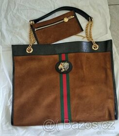 Kabelka Gucci Rajah  suede Tote bag brown - 1
