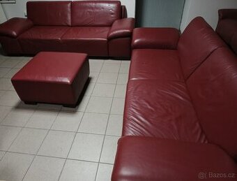 Kožená sedací souprava - jak NOVÁ, TOP STAV