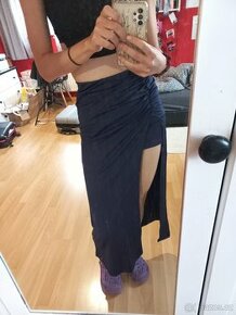 Tmavě modrá sukně a rozparkem Shein vel. XS