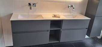 Umyvadlová skříňka s dvojumyvadlem z litého mramoru 180cm