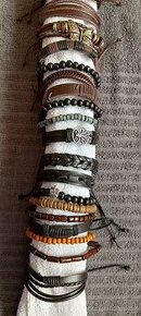 Kožený náramek pletený korálky komponenty