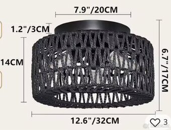 Ratan stropní světlo na 3 žárovky