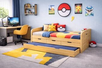 Postel multifunkční s přistýlkou masiv