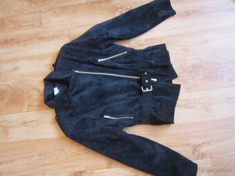 Černá bunda do pasu, vel. S/M/L, vzhled semiše