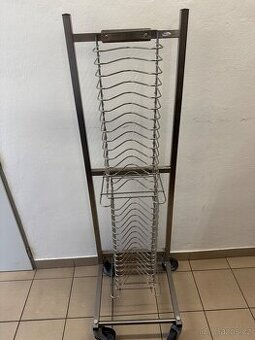Odkládací nerez vozíky na pizza formy / odkládací tácky
